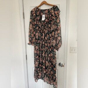Mango Pink Floral Dress Size Medium